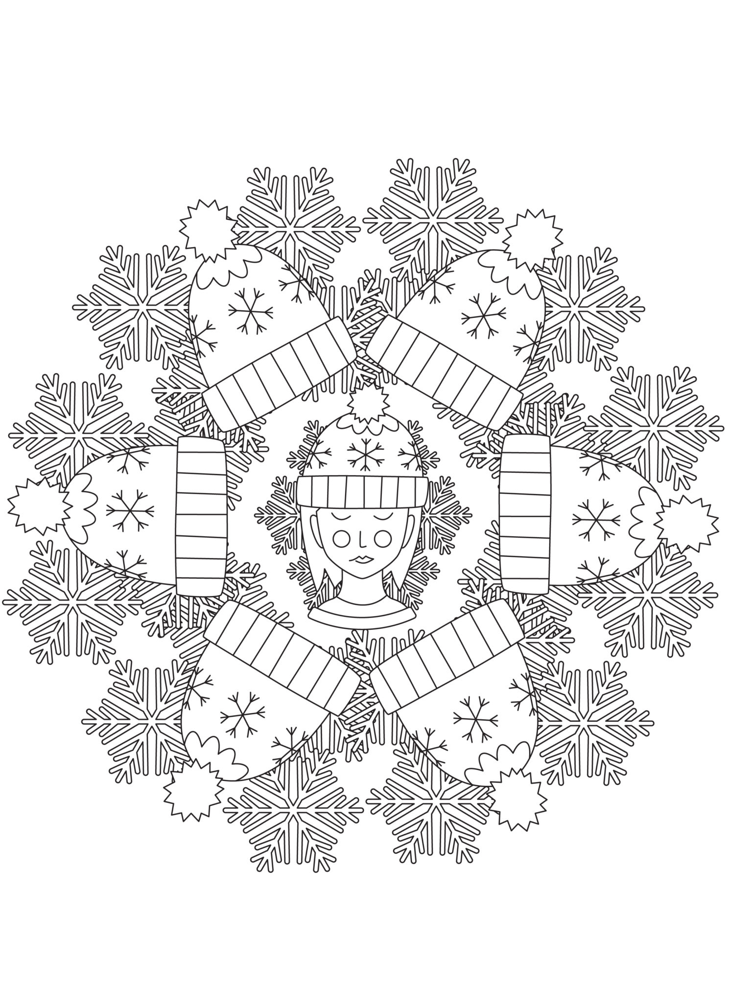 Winter Fun Snowflake Mandala Free Coloring Page